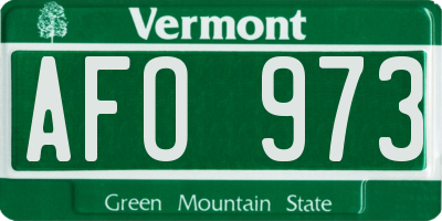 VT license plate AFO973