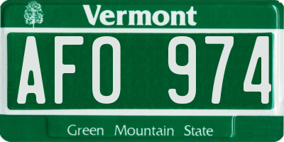 VT license plate AFO974