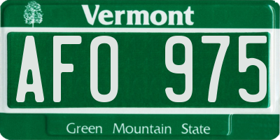 VT license plate AFO975