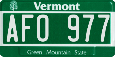 VT license plate AFO977