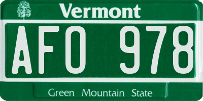 VT license plate AFO978