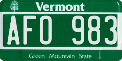 VT license plate AFO983