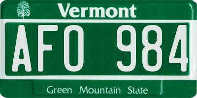 VT license plate AFO984
