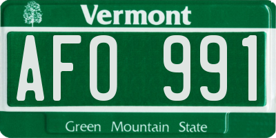 VT license plate AFO991