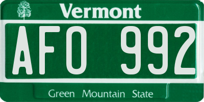 VT license plate AFO992