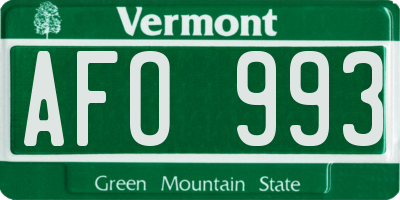 VT license plate AFO993