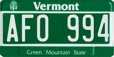 VT license plate AFO994