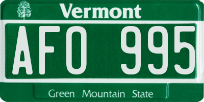 VT license plate AFO995