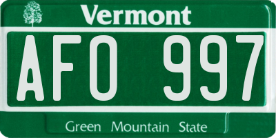 VT license plate AFO997