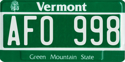 VT license plate AFO998