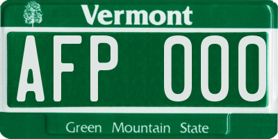 VT license plate AFP000