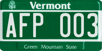 VT license plate AFP003
