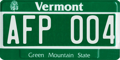 VT license plate AFP004