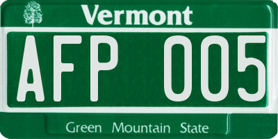 VT license plate AFP005