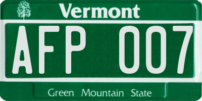 VT license plate AFP007