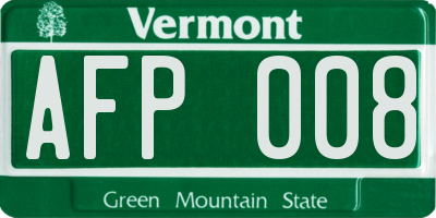 VT license plate AFP008