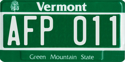 VT license plate AFP011