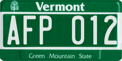 VT license plate AFP012