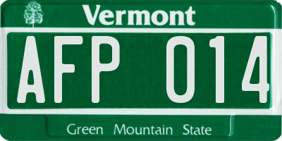 VT license plate AFP014