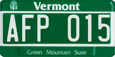 VT license plate AFP015