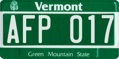 VT license plate AFP017