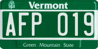 VT license plate AFP019