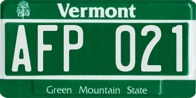 VT license plate AFP021