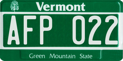 VT license plate AFP022
