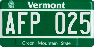 VT license plate AFP025