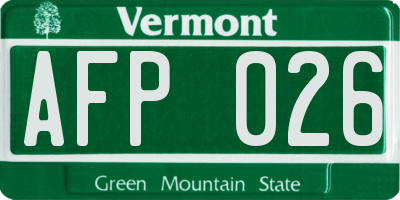 VT license plate AFP026