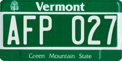 VT license plate AFP027