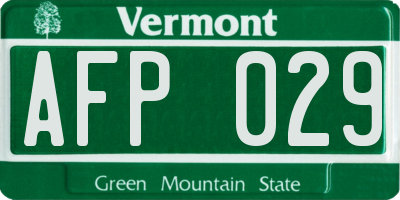 VT license plate AFP029