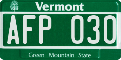 VT license plate AFP030