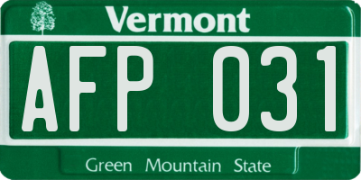 VT license plate AFP031