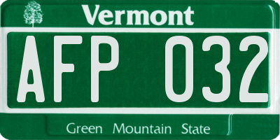 VT license plate AFP032