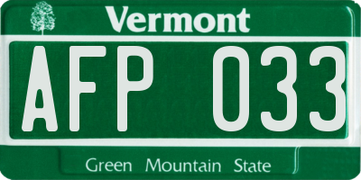 VT license plate AFP033