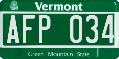 VT license plate AFP034