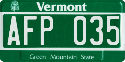 VT license plate AFP035