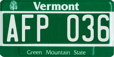 VT license plate AFP036
