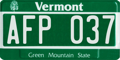 VT license plate AFP037