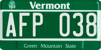 VT license plate AFP038