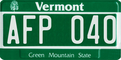 VT license plate AFP040