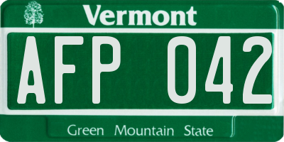 VT license plate AFP042