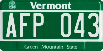VT license plate AFP043