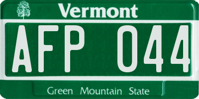 VT license plate AFP044