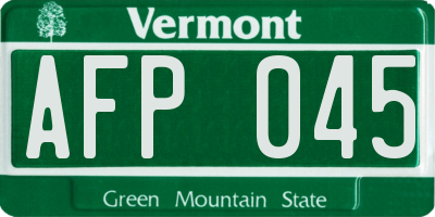 VT license plate AFP045