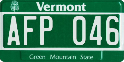 VT license plate AFP046