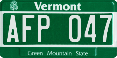 VT license plate AFP047