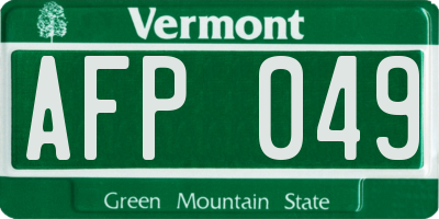 VT license plate AFP049