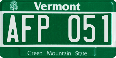VT license plate AFP051